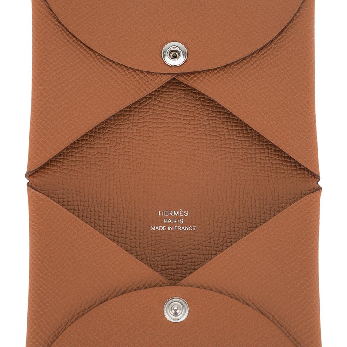 Hermes Calvi Gold Card Holder Epsom Leather For Sale 1