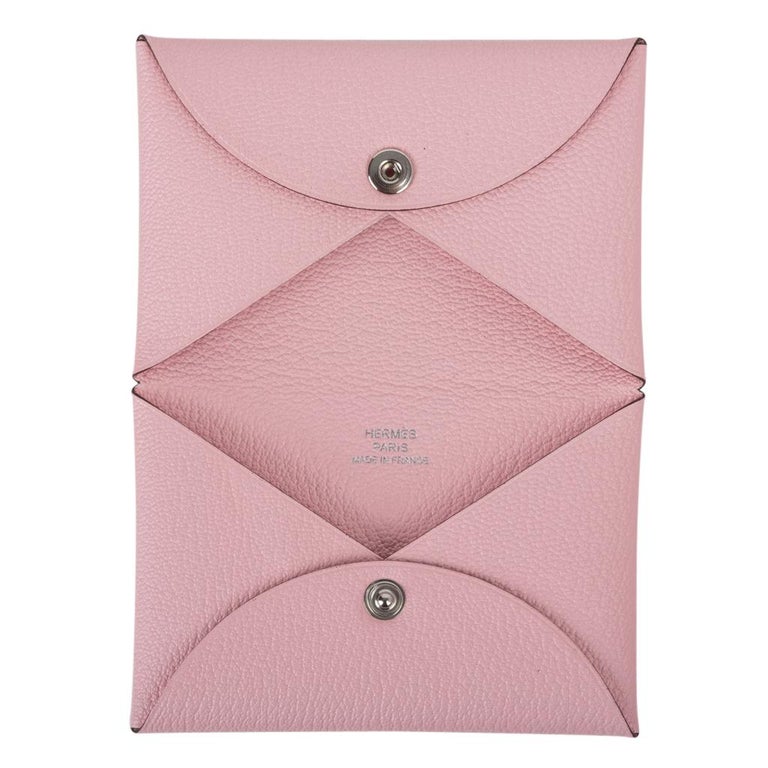 Hermes Calvi Rose Sakura Pink Chevre Leather Card Holder at 1stDibs hermes calvi duo, calvi