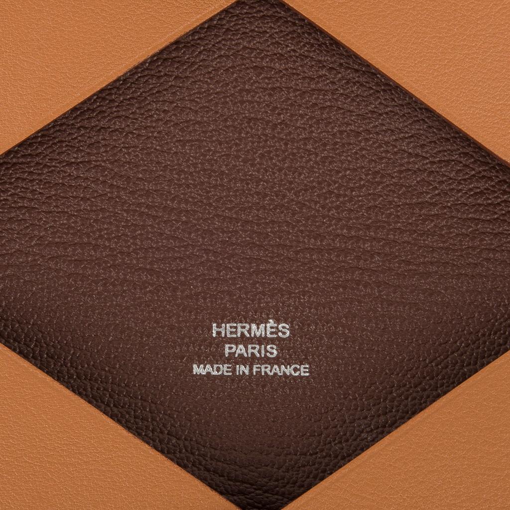Brown Hermes Calvi Sailor Tattoo Card Holder Gold / Havane Bi-Color Swift Leather For Sale