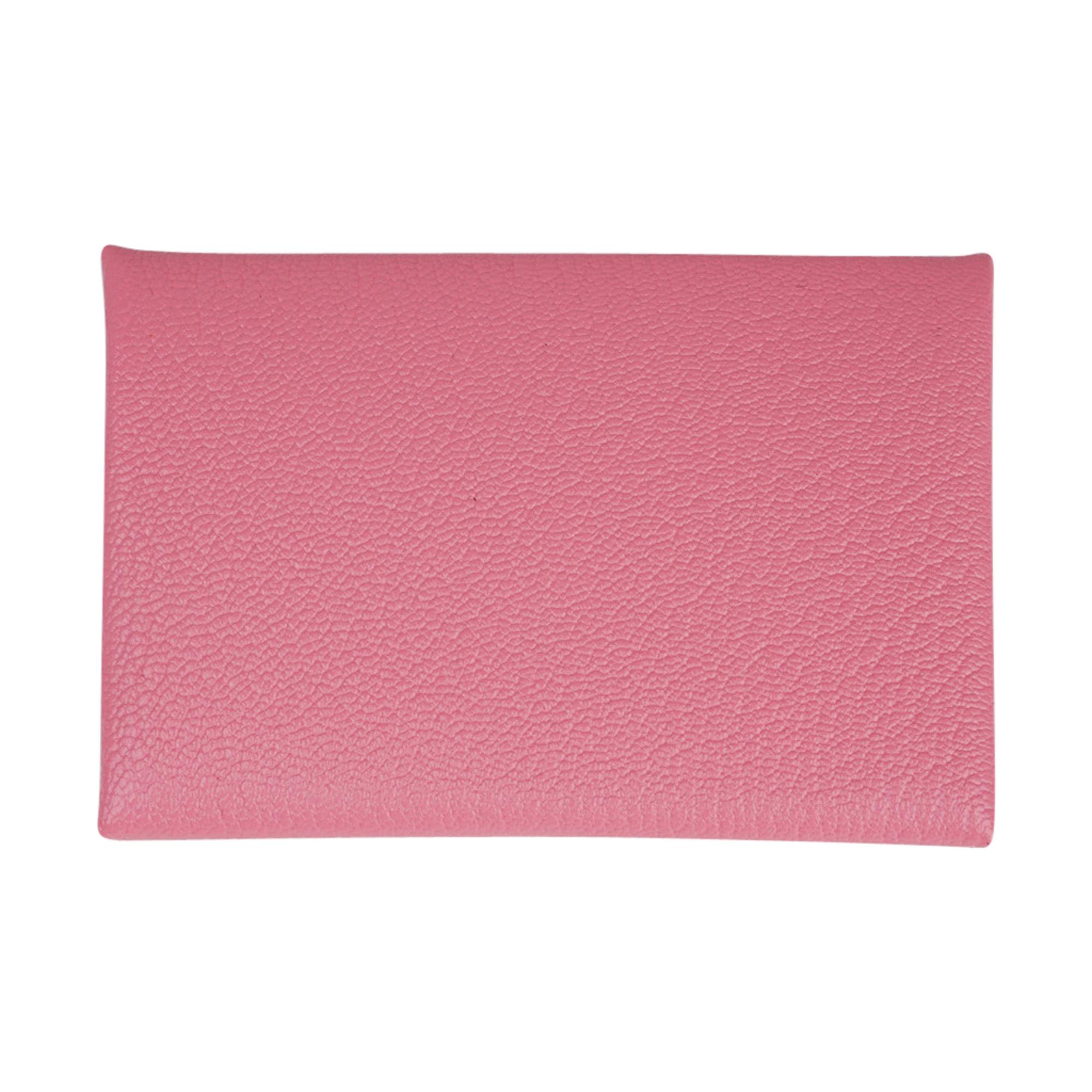 NEW Hermes Calvi Epsom ID credit card holder wallet in Mauve Sylvestre  (Pink)