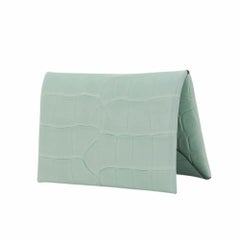 Hermes Calvi Vert D'Eau Matte Alligator Card Holder