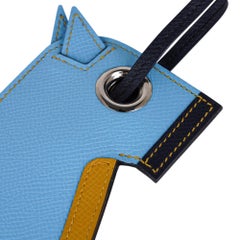 Hermes Camail Key Ring Bag Charm Bleu Celeste /Jaune Ambre/ Blue Indigo New