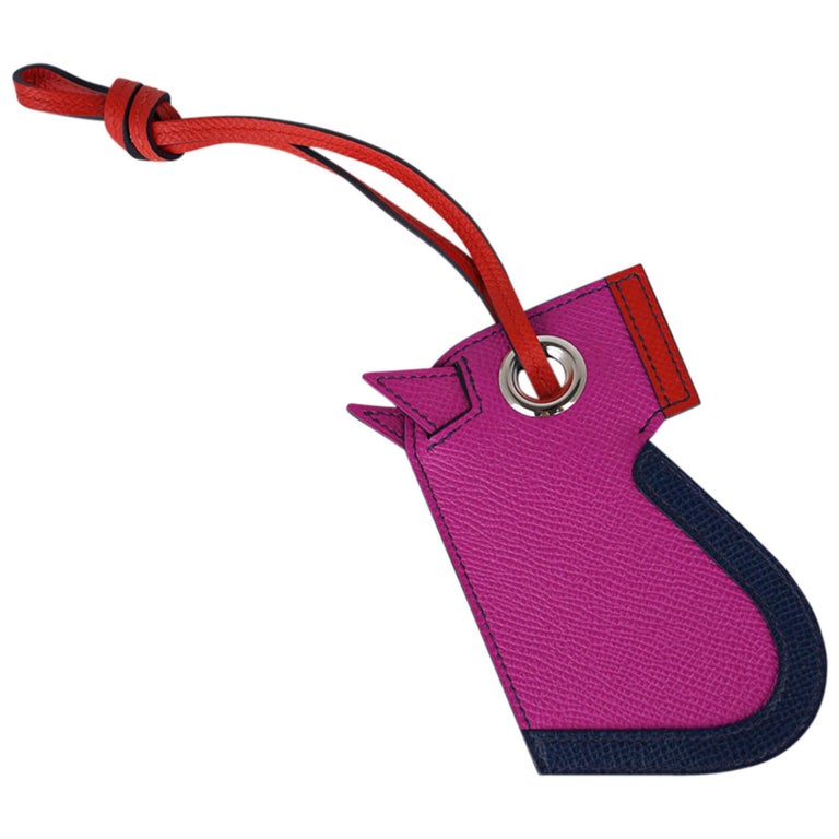 Hermes Camail Key Ring Bag Charm Magnolia / Bleu de Malte 