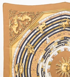 Hermes Camel Astrology Dies et Hore by F. Faconnet Silk Scarf