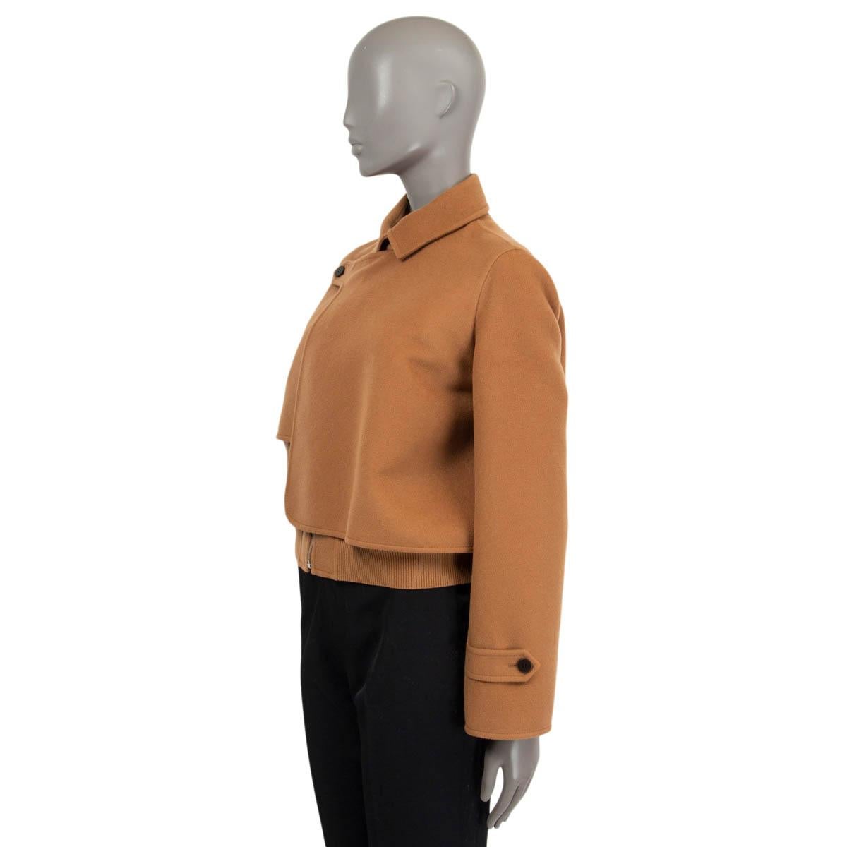  HERMÈS - Veste bouffante marron camel à double face, 38 S Pour femmes 