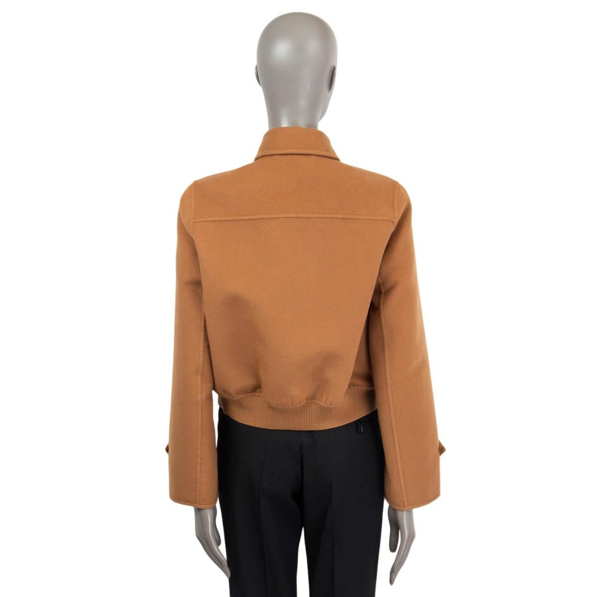 HERMÈS - Veste bouffante marron camel à double face, 38 S 1