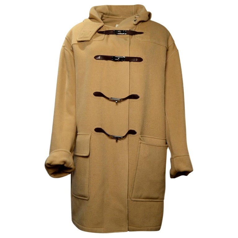 Hermes Camel Cashmere Coat w/ Hood For Sale at 1stdibs