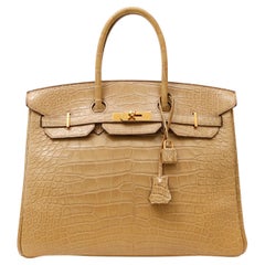 Hermès Camel Crocodile 35cm Birkin Bag