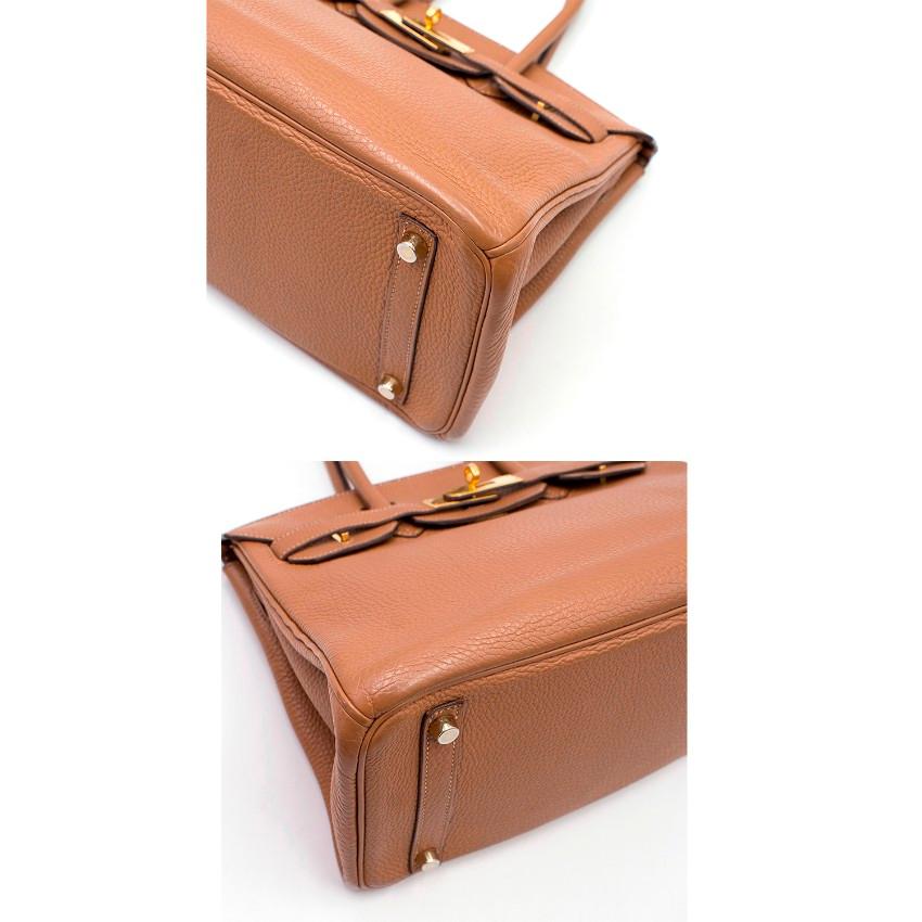 Brown Hermes Camel Fjord Leather 30cm Birkin Bag For Sale