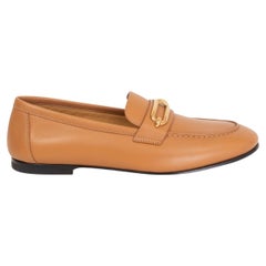HERMES camel leather COLETTE Loafers Flats Shoes 36