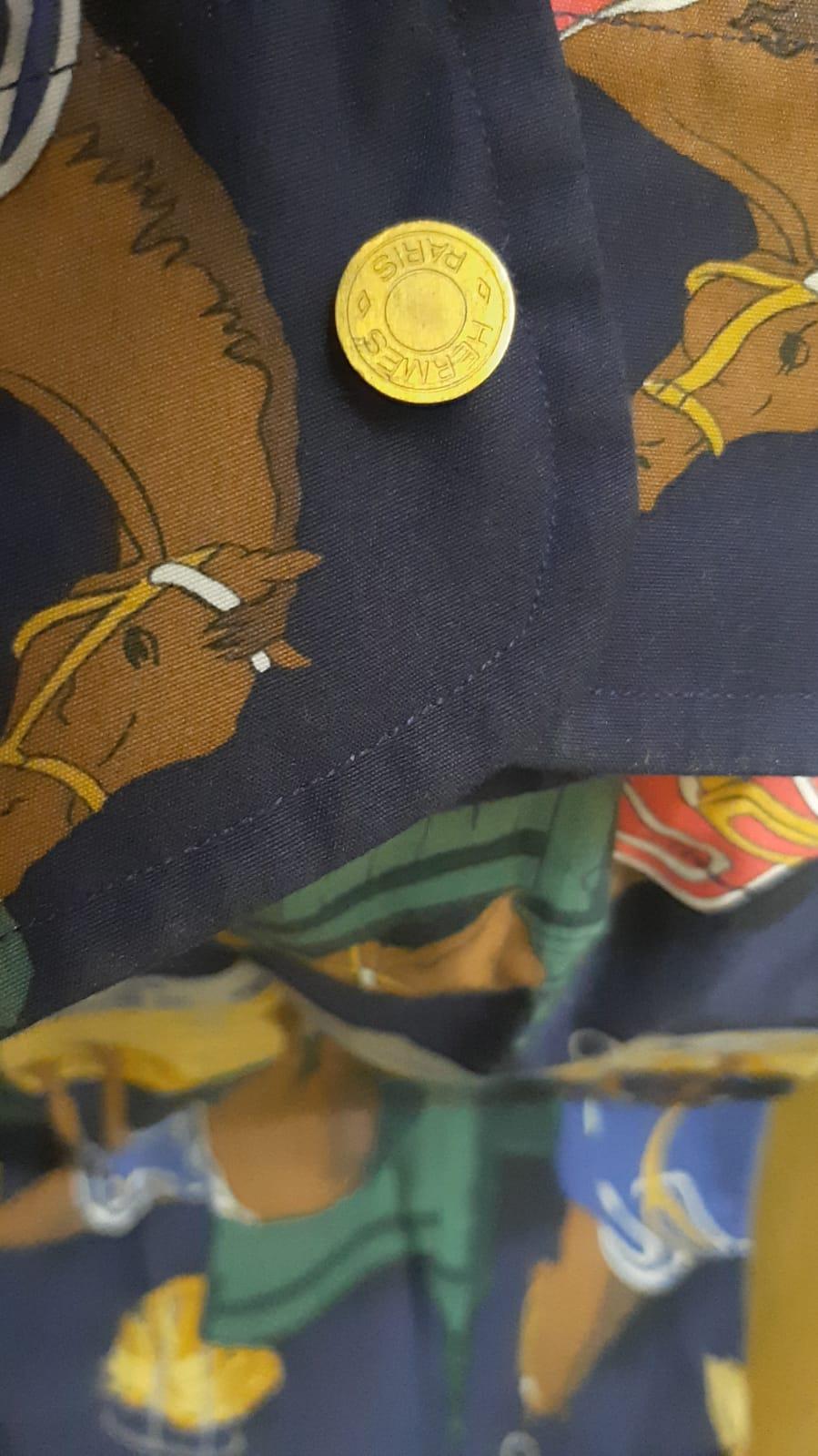 Hermès – Camicia Vintage in Cotone “Écuries / Scuderie” – Anni ’80 en vente 3