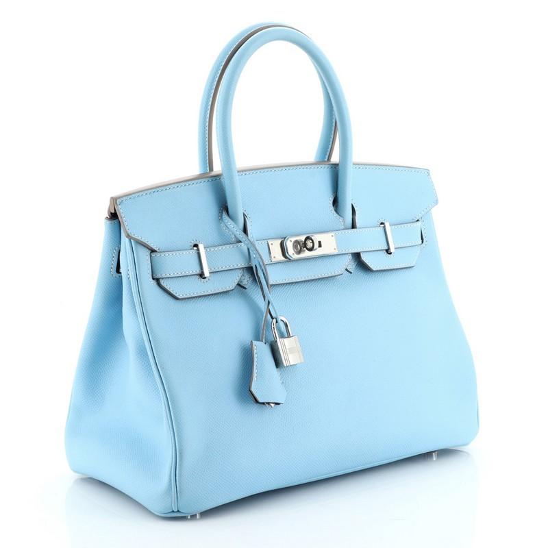 Blue Hermes  Candy Birkin Handbag Epsom 30