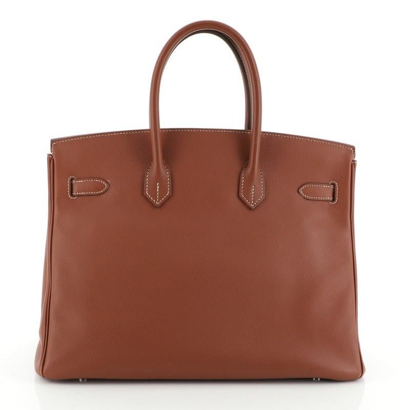 Brown Hermes Candy Birkin Handbag Epsom 35