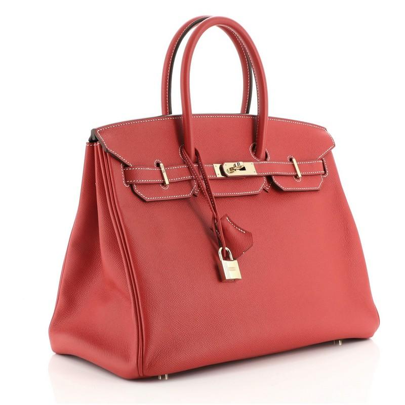 Red Hermes Candy Birkin Handbag Epsom 35