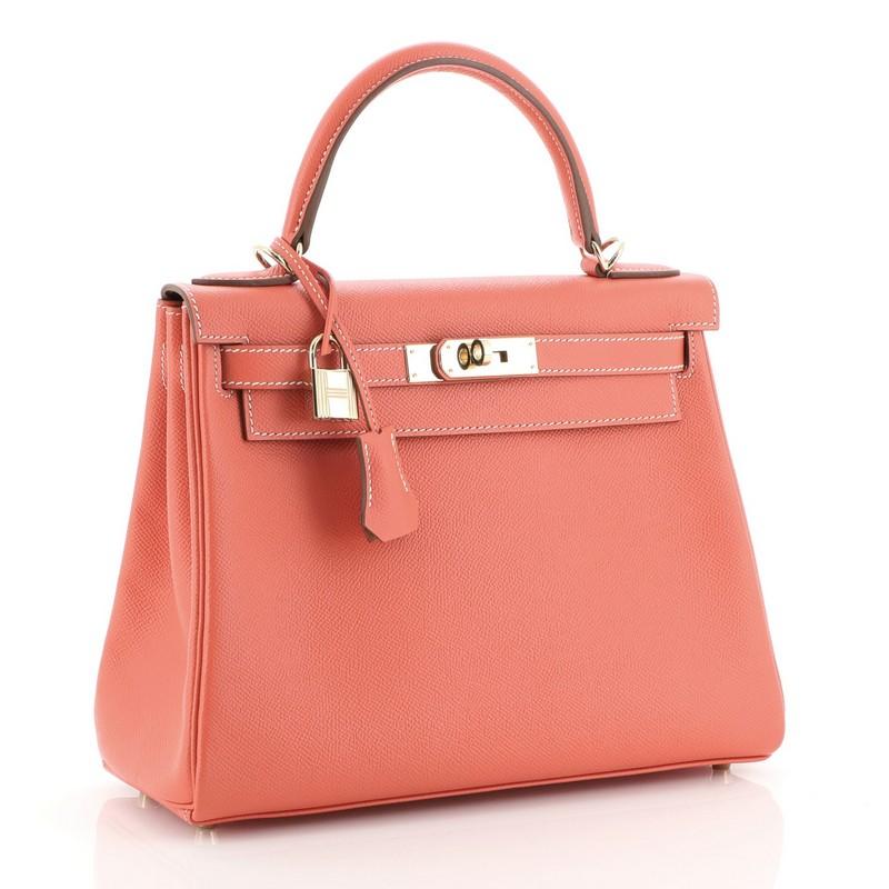 Orange Hermes Candy Kelly Handbag Epsom 28