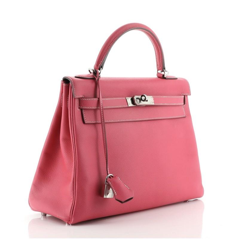 Pink Hermes Candy Kelly Handbag Epsom 32