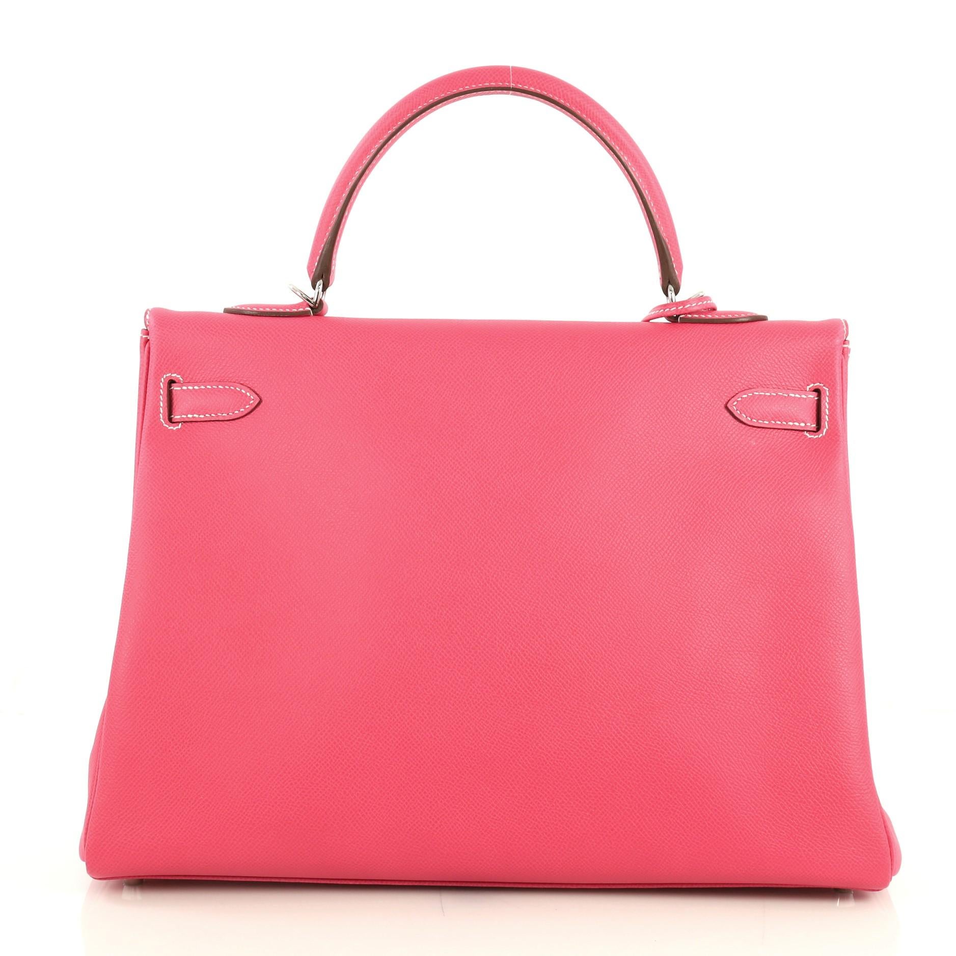 Pink Hermes Candy Kelly Handbag Epsom 35