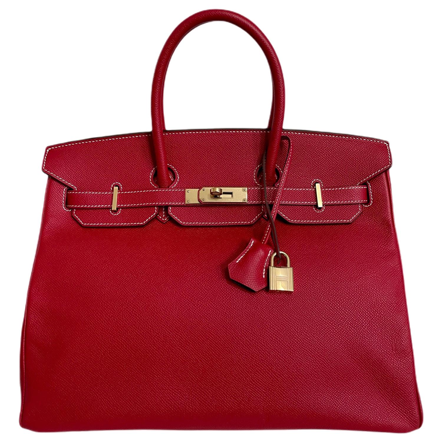  Hermes Candy Rouge Epsom 35 cm Birkin with Permabrass