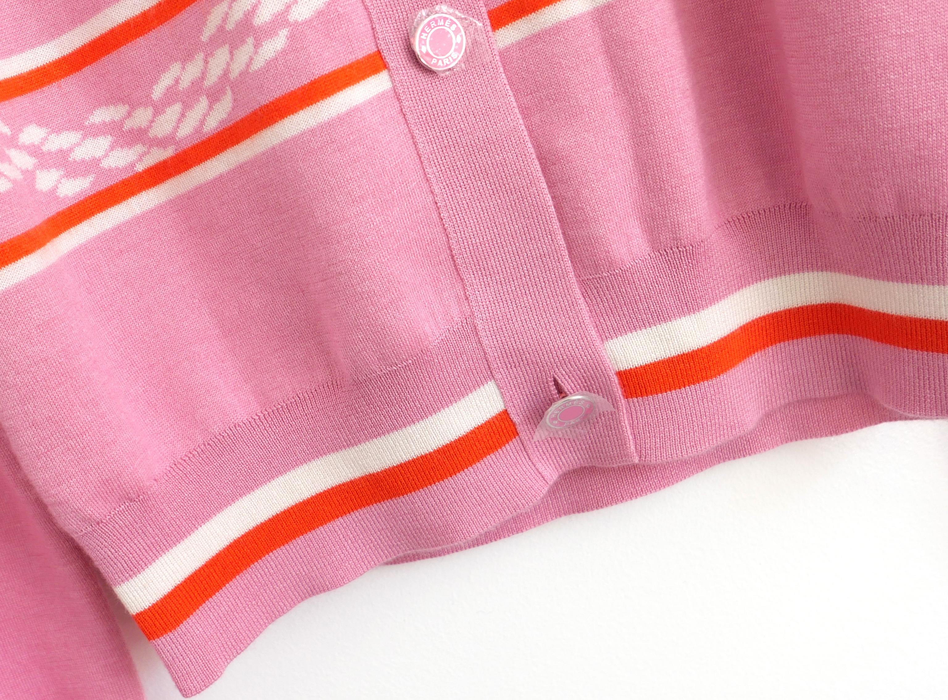 Rosa Cardigan in seta e cashmere di Hermes Canoe Chaine d'Ancre in vendita