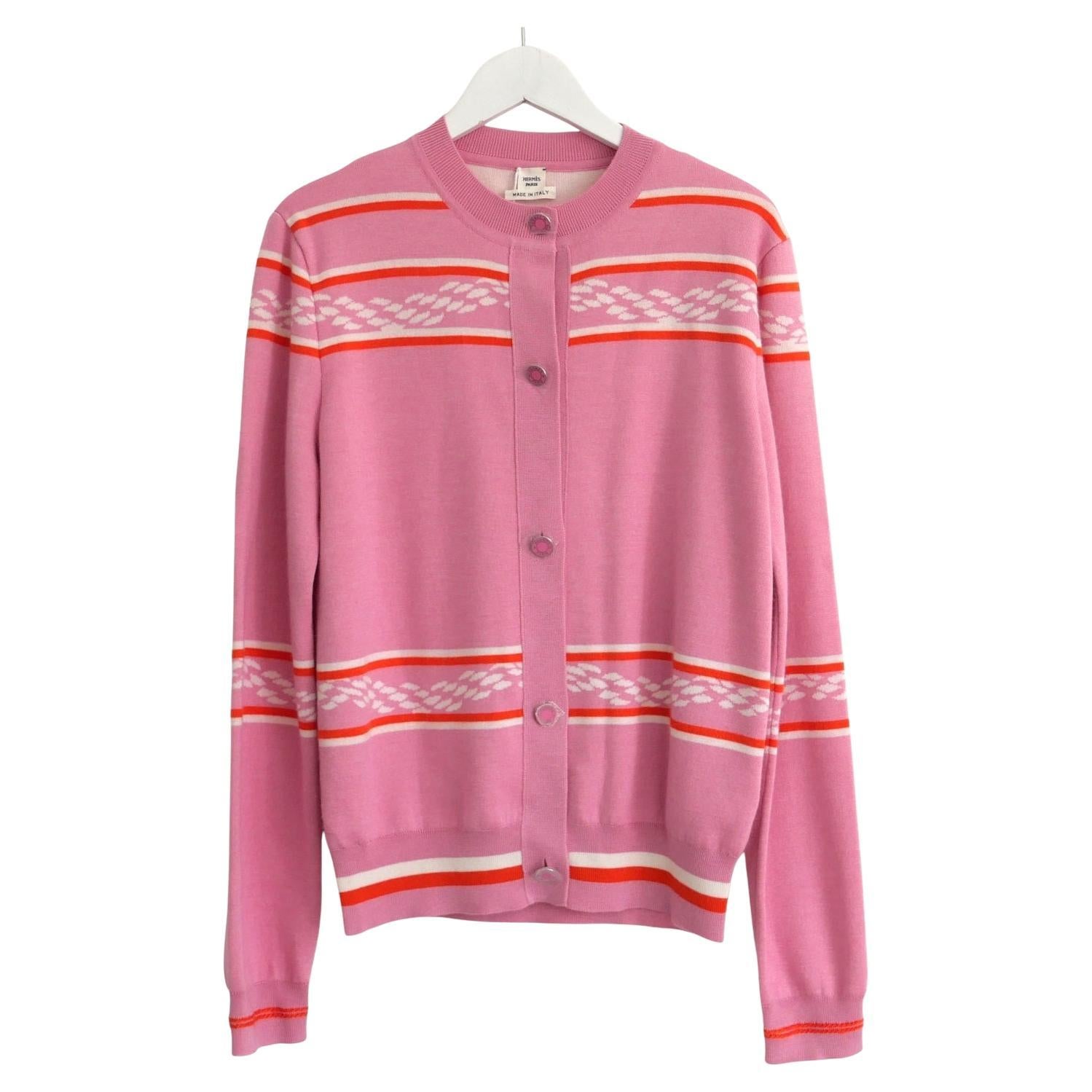 Cardigan in seta e cashmere di Hermes Canoe Chaine d'Ancre in vendita