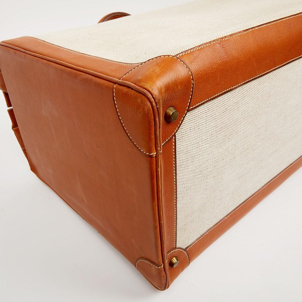 Beige Hermes Canvas and Leather Vintage Travel Luggage