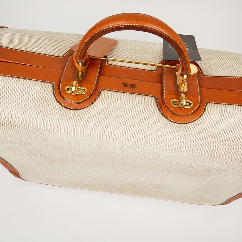 Hermes Canvas and Leather Vintage Travel Luggage In Good Condition In Paris, FR