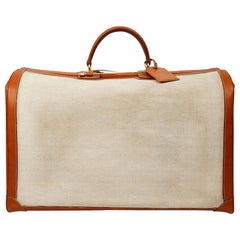 Hermes Canvas and Leather Vintage Travel Luggage