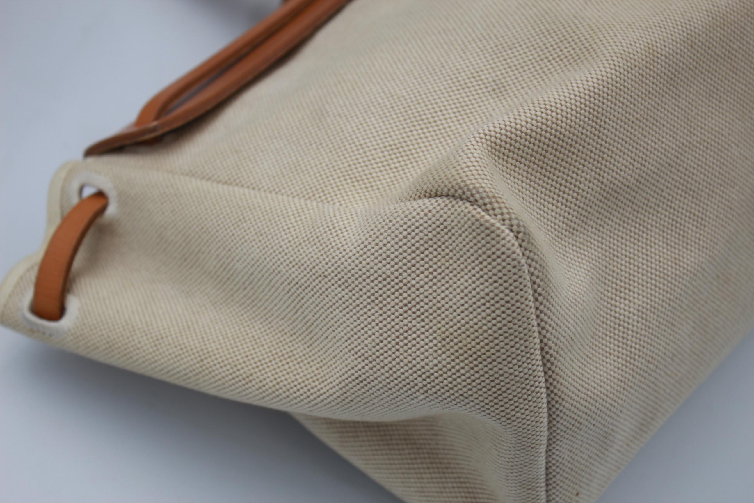 Hermes Canvas and Natural Leather Herbag  In Good Condition In Paris, FR