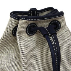 Hermes Canvas Blue Leather Carryall Men's Women's Shoulder Sling Backpack Bag