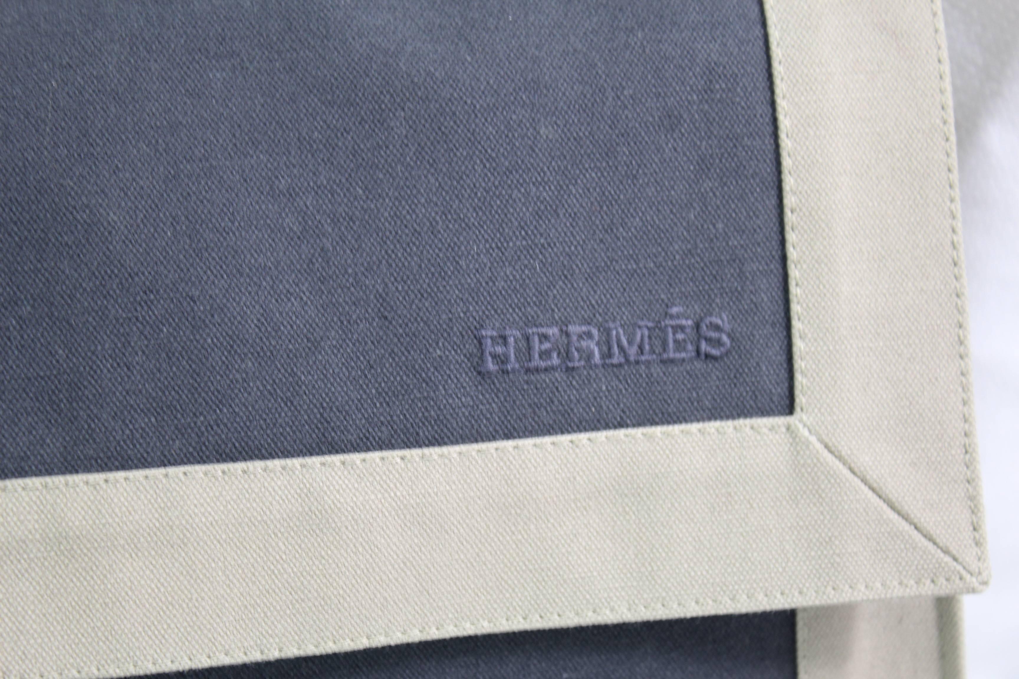 Gray Hermes Canvas Clutch / Toiletrry Pouch