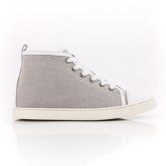 HERMES Canvas "Ex Libris" Jimmy Escutcheon Lace Up High Top Sneaker Shoes