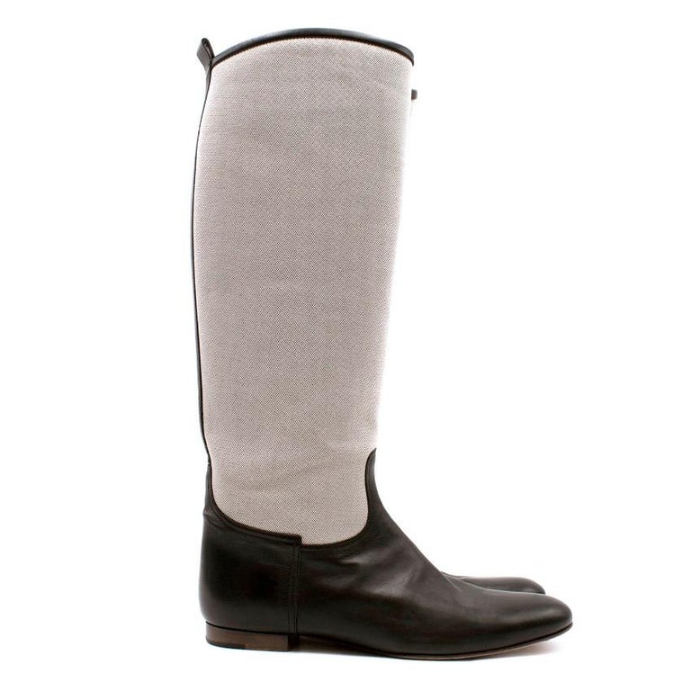 Hermes Canvas Riding Boots 40 at 1stDibs hermes riding boots