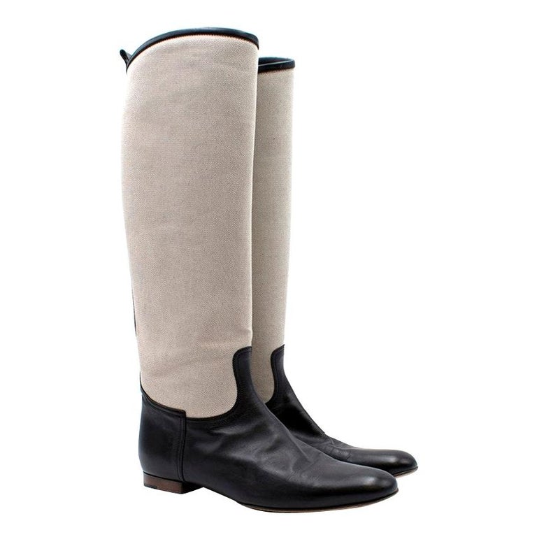 canvas and leather riding boots