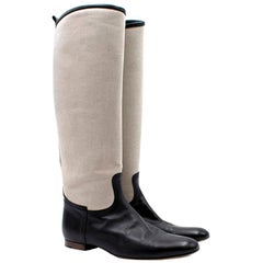 Hermes Canvas Riding Boots 40