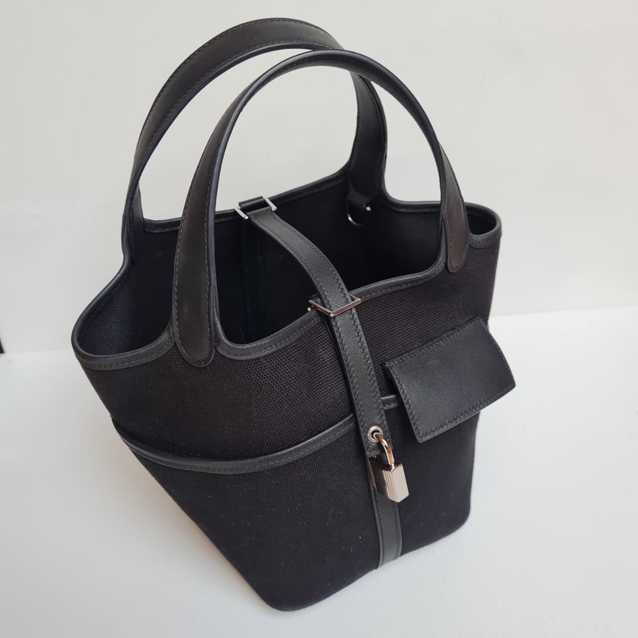 Hermes Canvas/Swift Leather Black Picotin 18 Cargo Bag 6