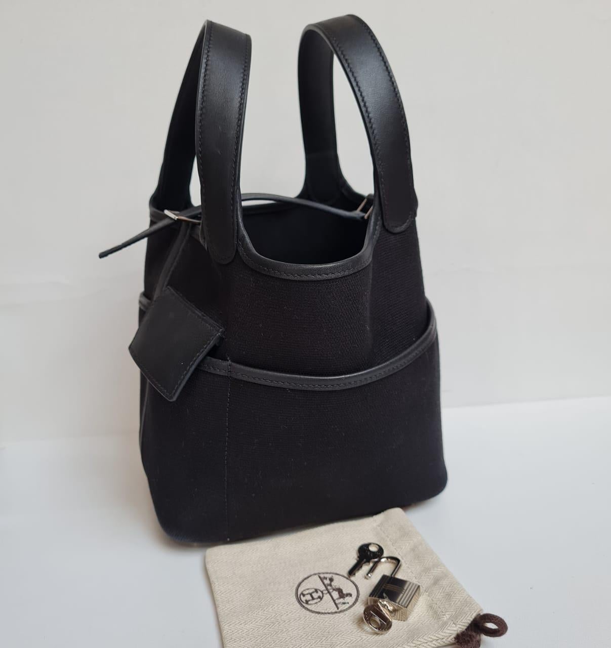 Hermes Canvas/Swift Leather Black Picotin 18 Cargo Bag 7