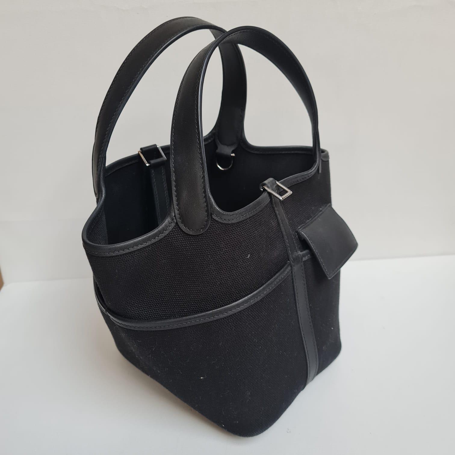 Hermes Canvas/Swift Leather Black Picotin 18 Cargo Bag 1