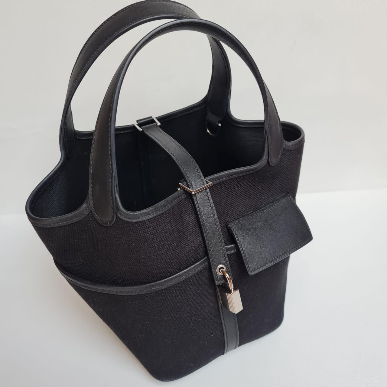 Hermes Canvas/Swift Leather Black Picotin 18 Cargo Bag 4
