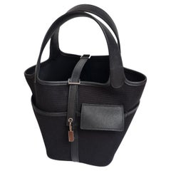 Hermes Canvas/Swift Leather Black Picotin 18 Cargo Bag