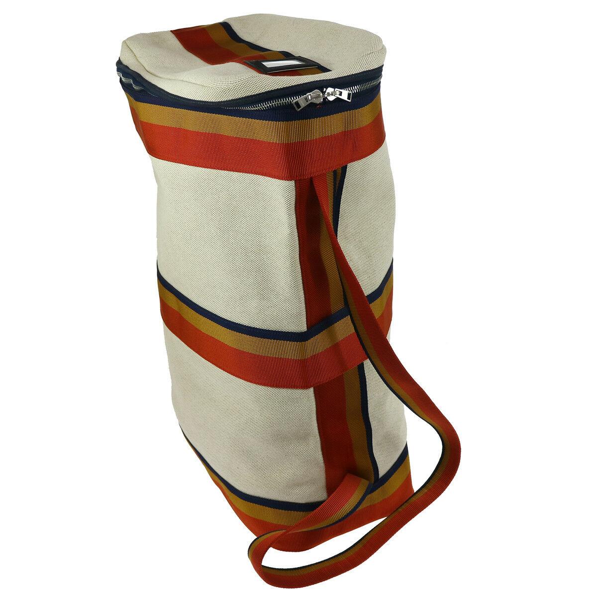 Hermes Canvas Tan Red Blue Orange Stripe Men's Knapsack Shoulder Travel Bag

Canvas
Fabric
Woven lining
Zipper closure
Shoulder strap drop 15.5