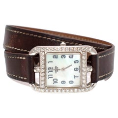 Used Hermes Cape Cod White Gold & Diamond Barenia Strap Watch