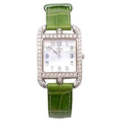 Hermes Cape Cod 23mm White Gold & Diamond Barenia Strap Watch