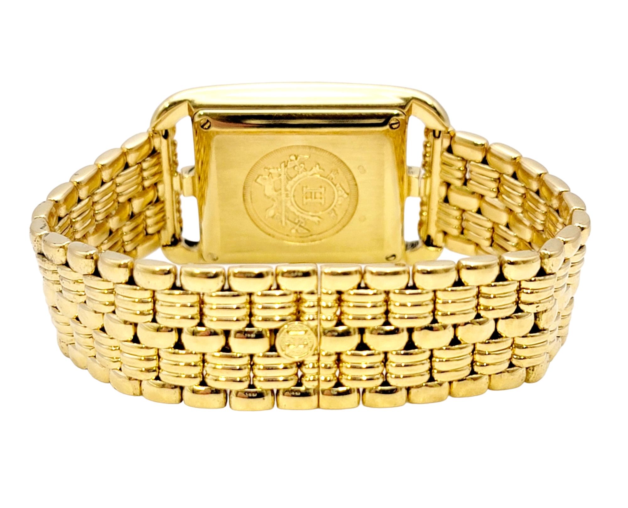 Montre-bracelet automatique Cape Cod d'Hermès en or jaune 18 carats avec boîtier rectangulaire de 31 mm en vente 6