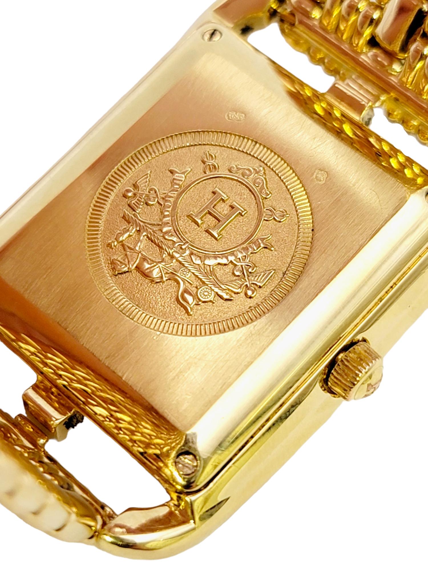 Hermes Cape Cod Automatic Wristwatch 18 Karat Yellow Gold 31 Mm Rectangular Case For Sale 6