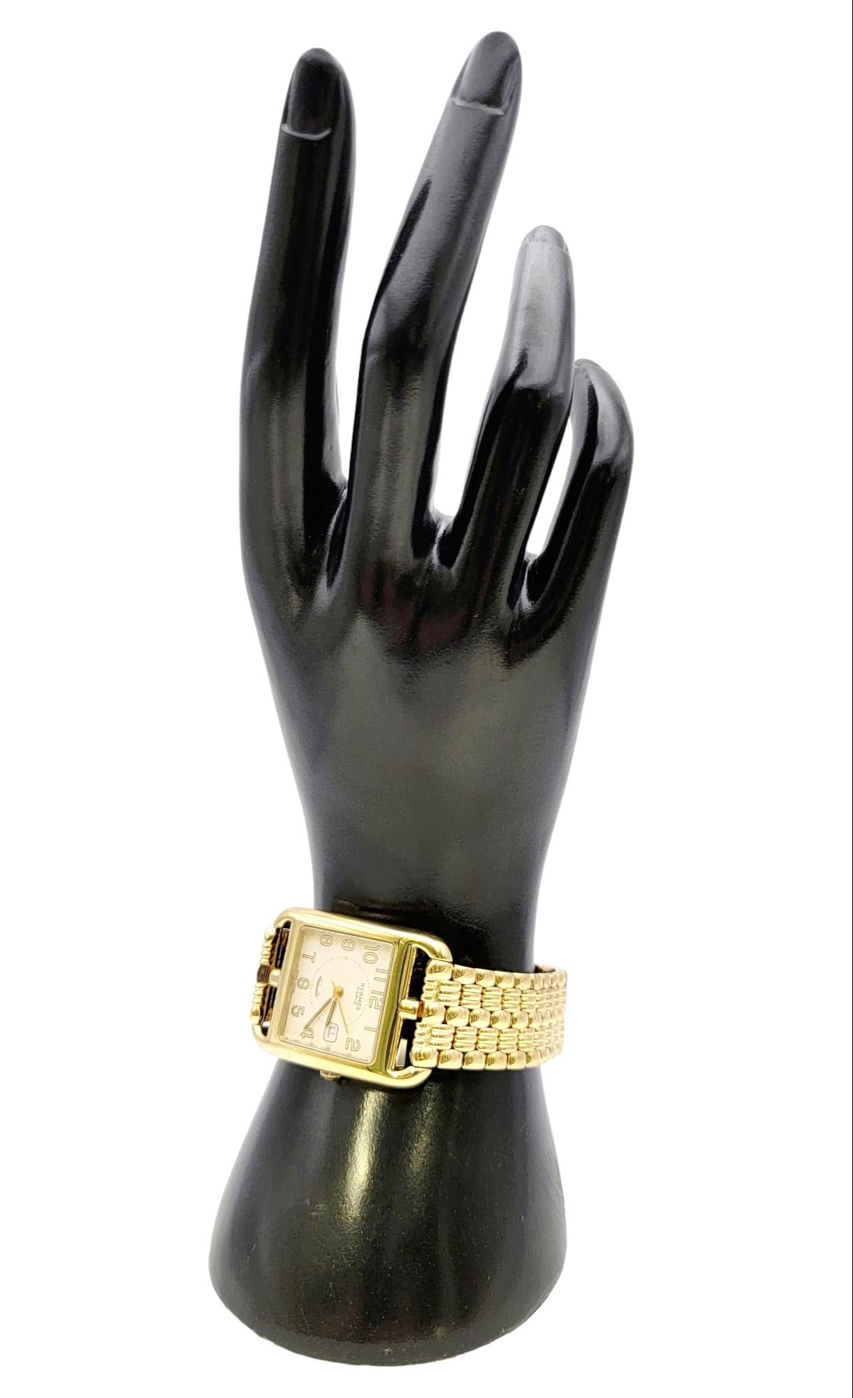 Montre-bracelet automatique Cape Cod d'Hermès en or jaune 18 carats avec boîtier rectangulaire de 31 mm en vente 8