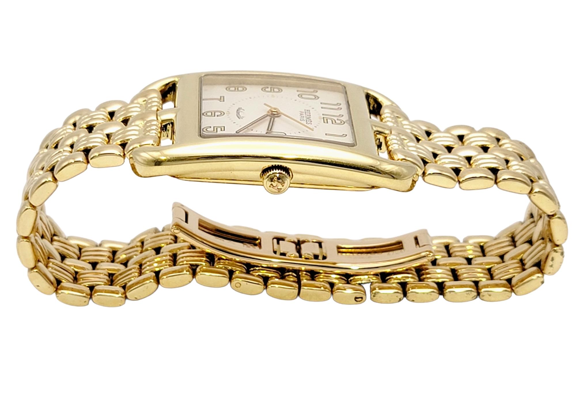Contemporary Hermes Cape Cod Automatic Wristwatch 18 Karat Yellow Gold 31 Mm Rectangular Case For Sale