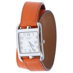 Hermes Cape Cod CC1.710 Montre à double enveloppe en acier inoxydable avec cadran blanc