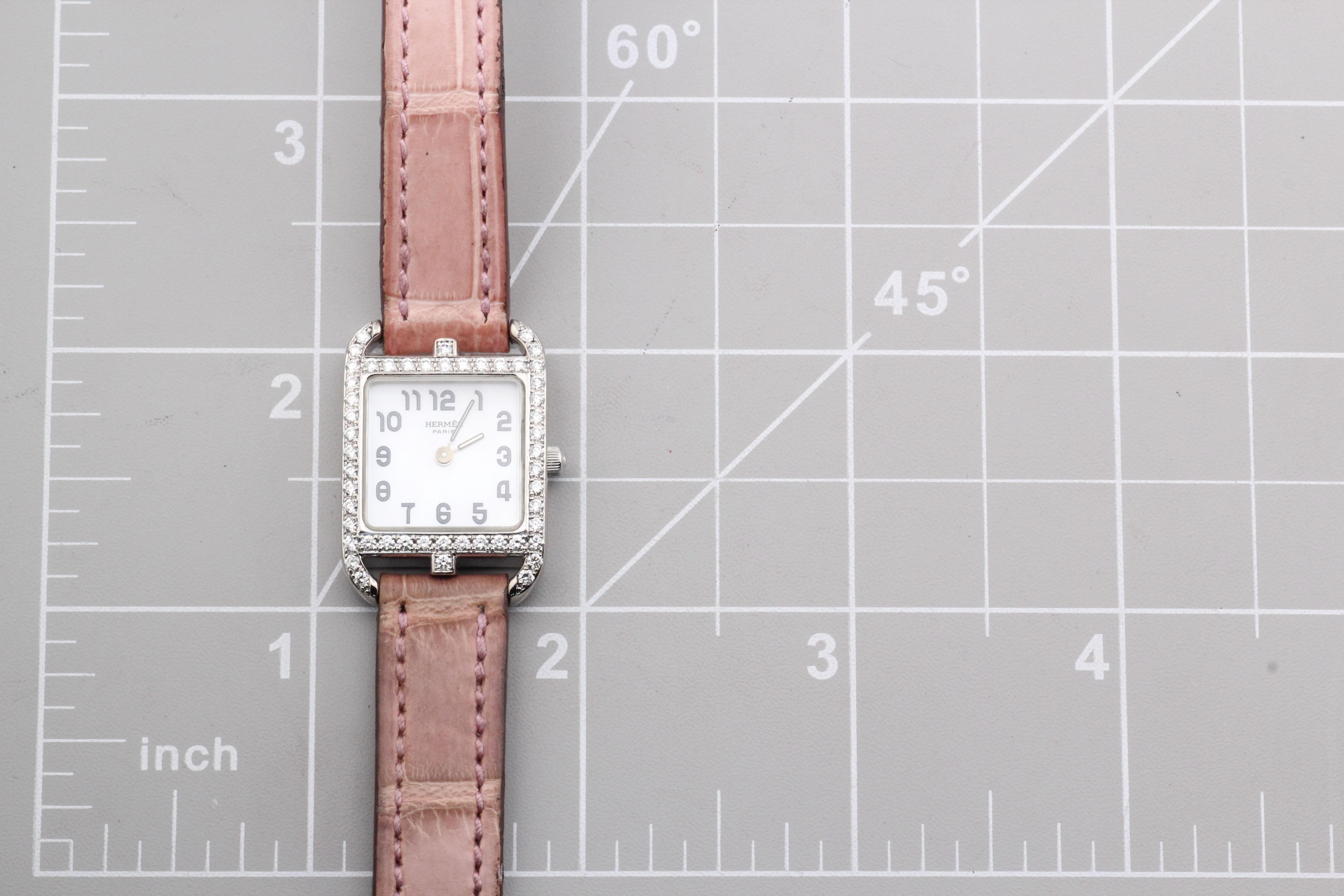 HERMES Cape Cod Diamond Double Tour Orologio da donna al quarzo in oro bianco 18 carati CC1.192 in vendita 5