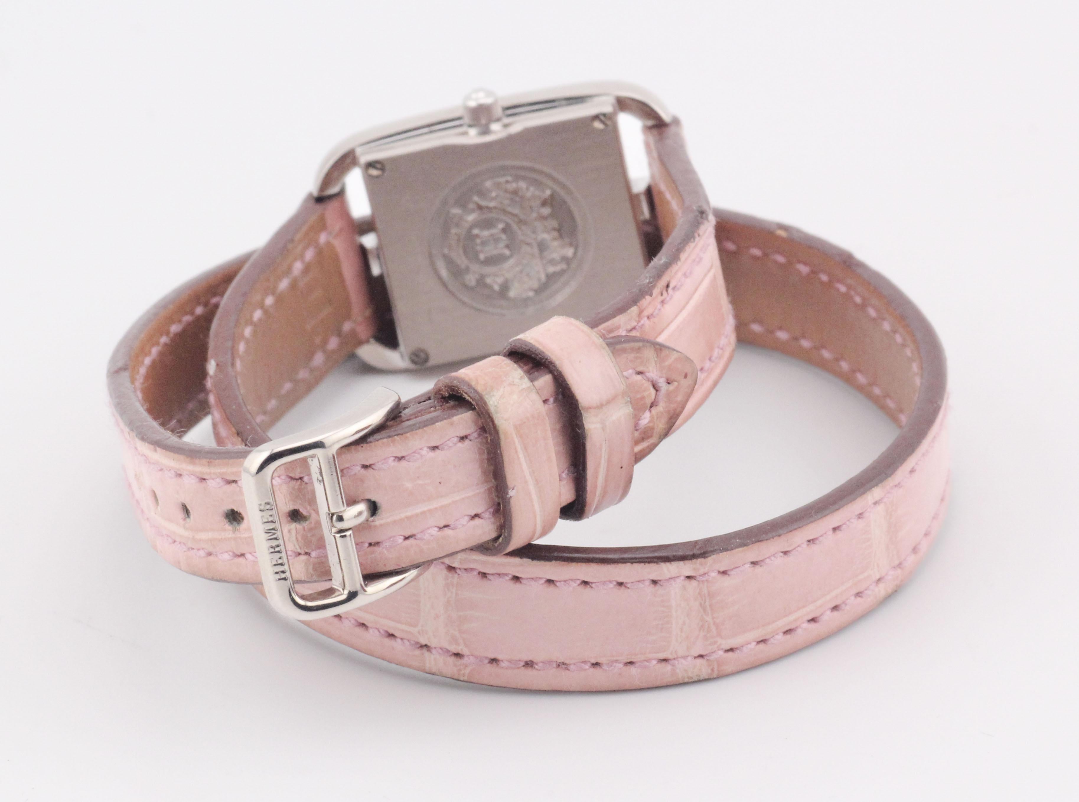 Taglio brillante HERMES Cape Cod Diamond Double Tour Orologio da donna al quarzo in oro bianco 18 carati CC1.192 in vendita