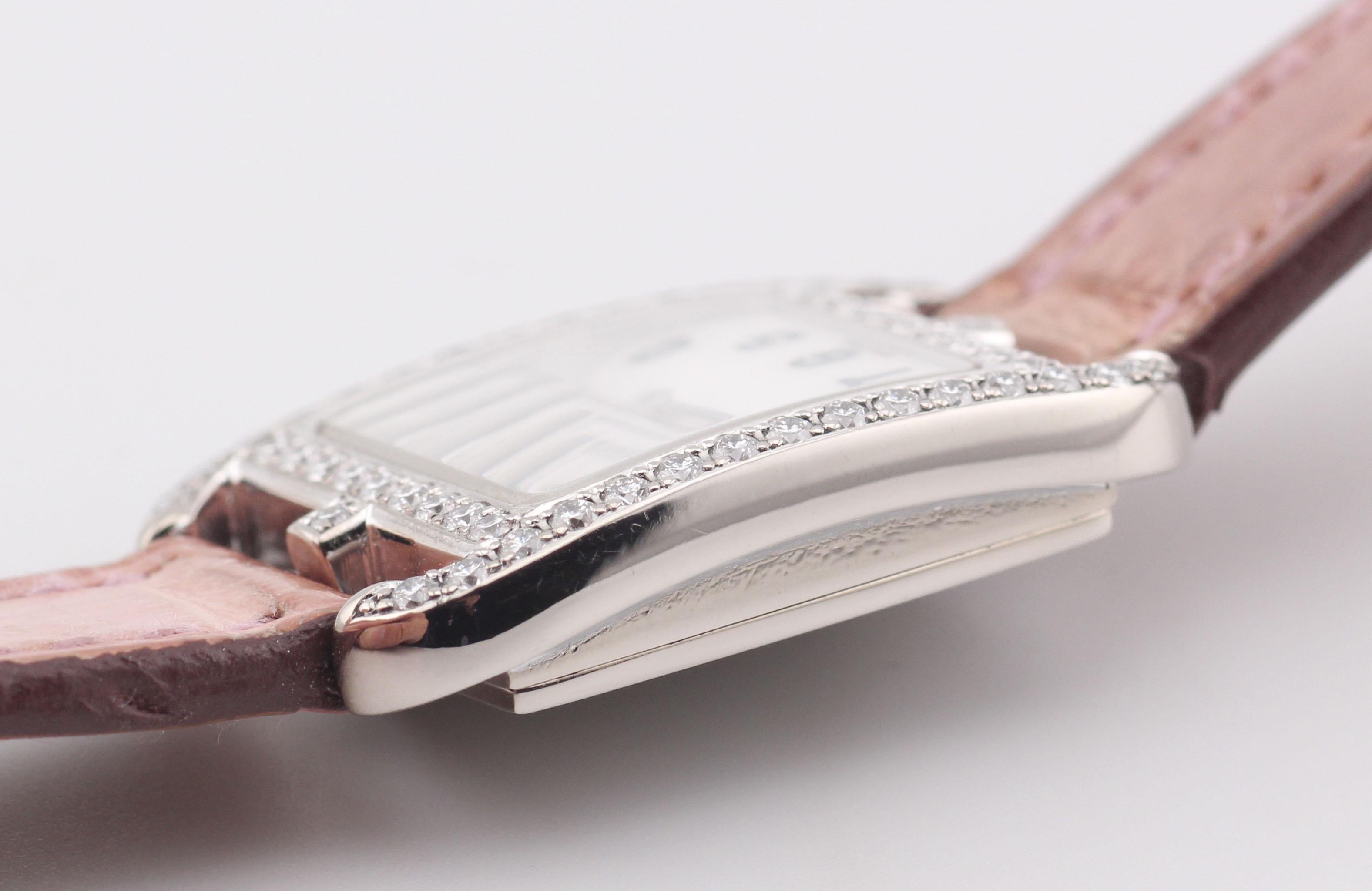 HERMES Cape Cod Diamond Double Tour Orologio da donna al quarzo in oro bianco 18 carati CC1.192 in vendita 3